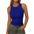 thumbnail image 5 of 2pcs Ladies Solid Color Ribbed Tank Top | Casual Sleeveless Slim Fit Base Layer for Summer, 5 of 8