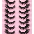 thumbnail image 2 of Faux Mink Lashes Fluffy Cat Eye Natural Look False Eyelashes Volume Wispy Fox Eye Crossed 17MM Thick Fake Lashes Look Like Eyelash Extensions Pestañas 7 Pairs Pack, 2 of 7