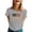 Grey, variant on Womens Short Sleeve Tunic Tops Casual Graphic T Shirt Anniversary Letter Print Round Neck Tee Top Fashion Trendy Clothes