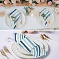 thumbnail image 2 of Teal Blue Stripe Cloth Napkins, Ombre Geometric Aqua Vertical Striped Washable and Reusable Dinner Napkins Set of 4, Table Napkin for Kitchen Party Birthday Wedding Hotel Housewarming 20"x20", 2 of 8