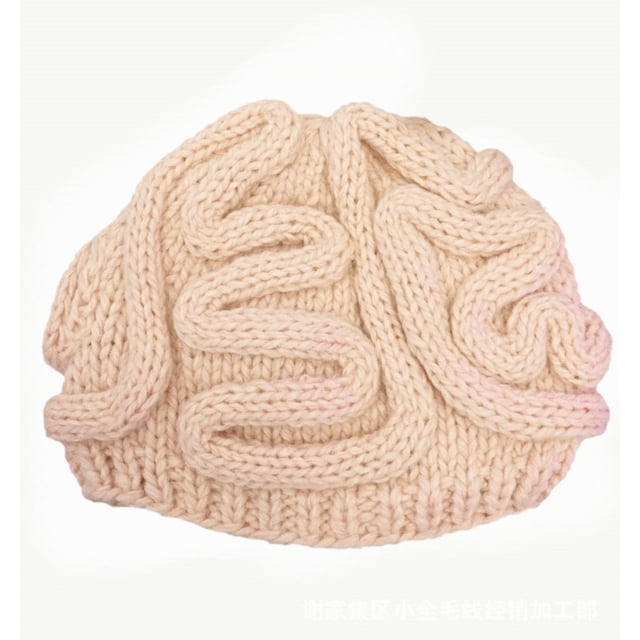 Gorro con forma de cerebro de parodia de terror, gorro con forma de cerebro de personalidad tejido a mano para Halloween