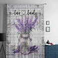 thumbnail image 5 of Purple Spring Floral Semi Sheer Curtains Drapes for Living Room, Bedroom, French Doors Window 63 Inches Long, Lavender Vintage Summer Botanical Rod Pocket Chiffon Curtain Drapery Voile Drape Panel, 5 of 6