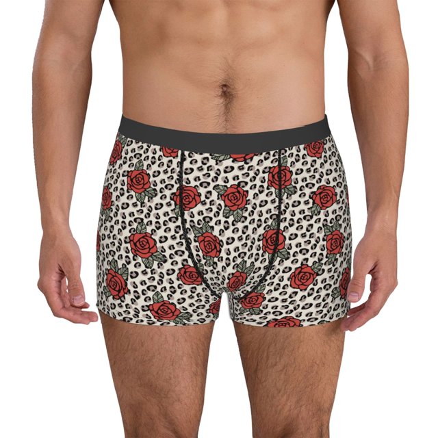 Fotbe Leopard Print Rose Calzoncillos Tipo Boxer con Bolsa de Soporte Total para Hombre, X-Temp Fresco, Transpirable y de Secado Rápido-XX-Large