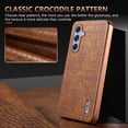 thumbnail image 3 of Crocodile Texture PU Leather Cover for Samsung Galaxy S23 FE, All-Inclusive Camera Lens Protection (without Lens Film) Case Luxury Plating Slim Fit Anti-Fall Plating Frame Phone Case, Black, 3 of 8
