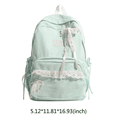 thumbnail image 2 of Large Capacity Backpack with Bow Pendant, Multi-Pockets Lace Zipper Closure School Bag for Outdoor Travel Trip (Green), 2 of 10