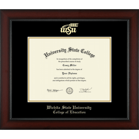 Wichita State University College of Education Diploma Frame, Document Size 11" x 8.5"