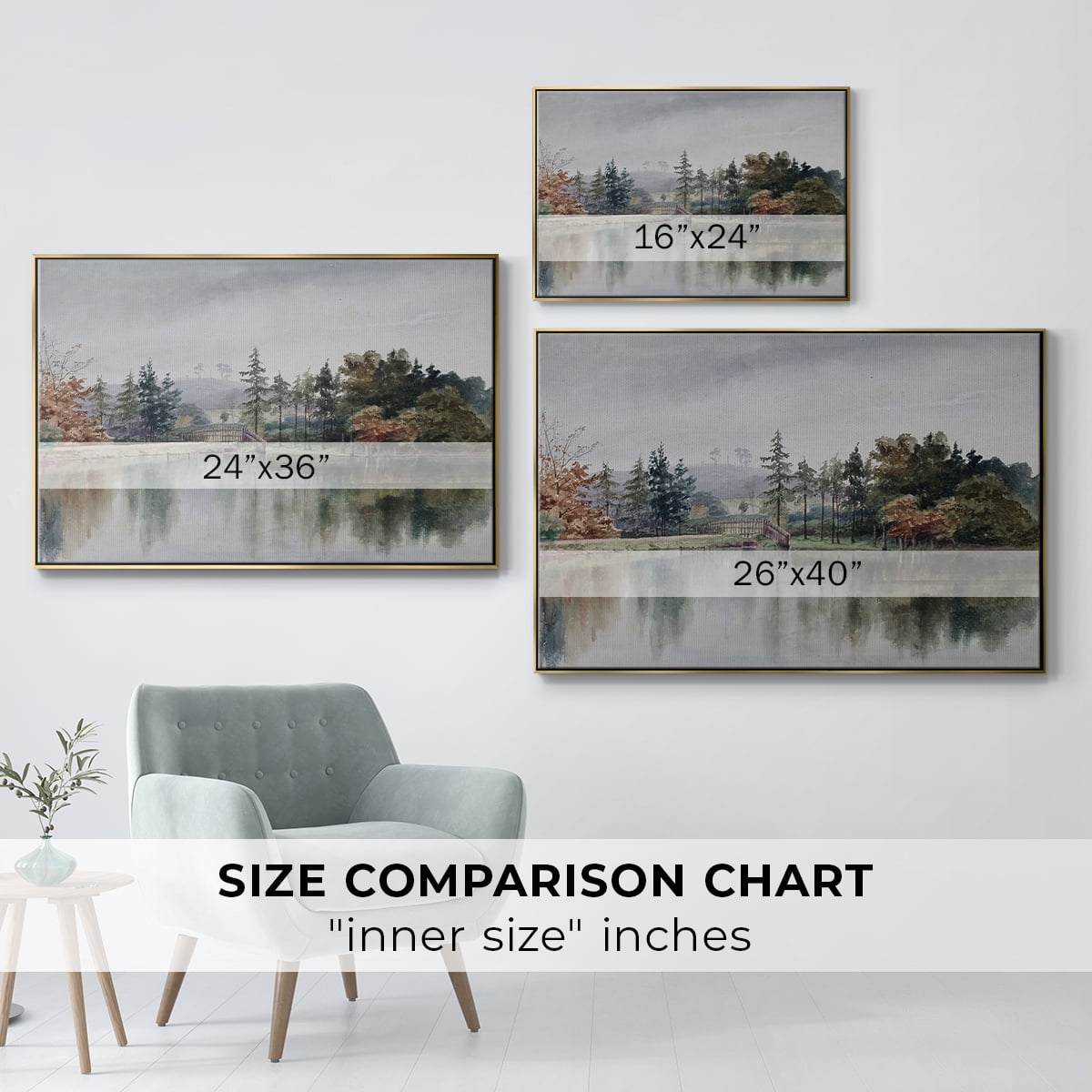 Vintage Landscape-XXI By Wexford Home Framed in Gold Wood Gallery Wrapped Canvas 17 in. x 25 in.