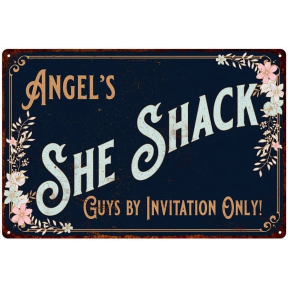 Angel's SHE SHACK Sign Metal Wall Decor 8 x 12 High Gloss Metal 208120060427