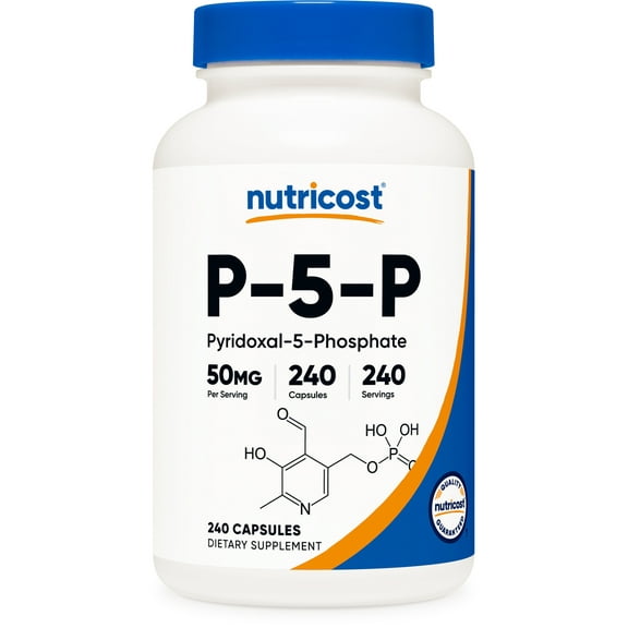Nutricost P5P Vitamin B6 Supplement 50mg, 240 Capsules (Pyridoxal-5-Phosphate)