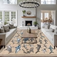 thumbnail image 4 of Sharks Washable Living Room Rugs 6'x9', Retro Ocean White Blue Brown Sharks Linen Texture Low Pile Throw Large Area Rug Non-Slip Sturdy Edge Binding Carpet for Dining Room Kitchen Office, 4 of 9
