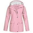 thumbnail image 1 of HTNBO Hooded Solid Color Rain Coats for Women Outdoor Windproof Plus Size Rain Jackets, 1 of 3