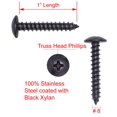 thumbnail image 3 of Bolt Dropper No. 8 x 1 Stainless Steel Wood Screws - 25 Pack Black Xylan Coated Truss Head Phillips Screws - Corrosion-Resistant Black Screws for Wood and DIY Projects, 3 of 8