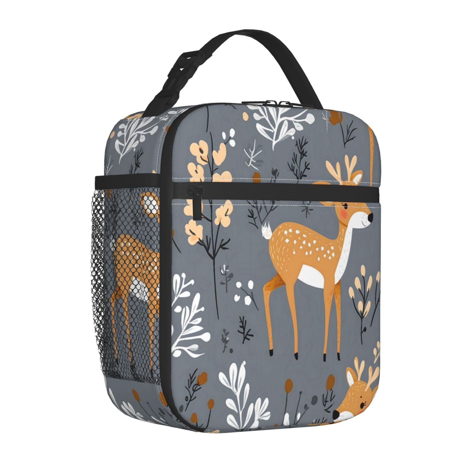 Lunch Bag For Women Men Insulated Portable Lunch Box Bento Box Office Picnic Travel Cooler Bag Red Deer