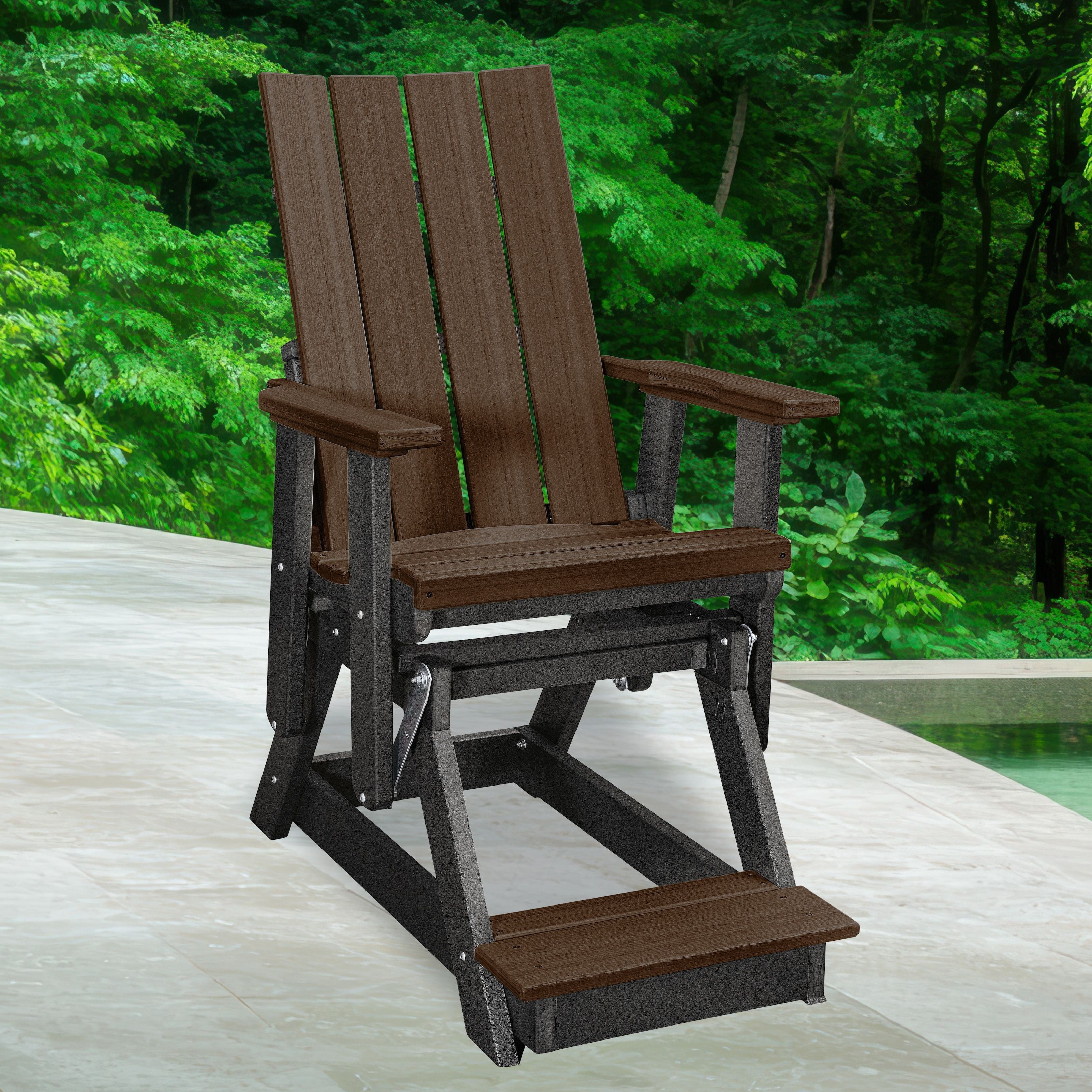 American Furniture Classics Model 416BZBK Brandon Balcony Height Glider in Brazilian Walnut on a Black Base