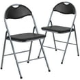thumbnail image 3 of Emma + Oliver 2 Pack Black Vinyl Metal Folding Chair with Carrying Handle, 3 of 14