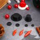 thumbnail image 5 of Set de 320 piezas de adornos navideños de muñeco de nieve para armar: botones para nariz de muñeco de nieve y mini sombreros negros., 5 of 7