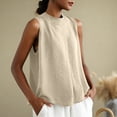 thumbnail image 5 of MOJOGO Tank Tops for Women Mock Neck Sleeveless Blouse Textured Cotton Linen Blend A Line Shirts Casual Office Summer Outfits, 5 of 6