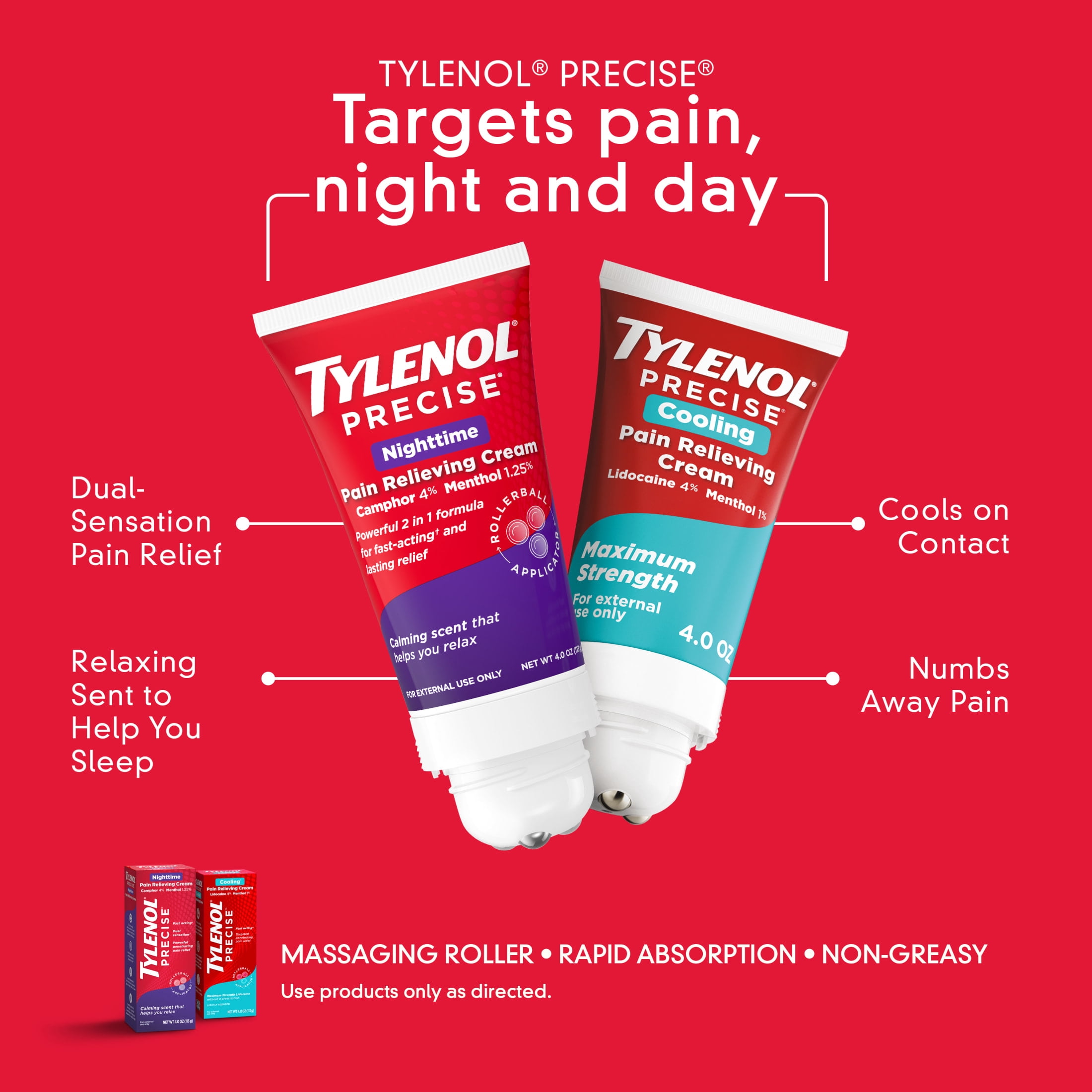 Tylenol Precise Nighttime Pain Relieving Cream, Calming Scent, 4 oz