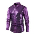 thumbnail image 2 of Kaemgyyd Men Dress Shirt Sequins Sparkly Long Sleeve Button down Tops Vintage Glitter Party Nightclub Wedding Clothes, 2 of 6
