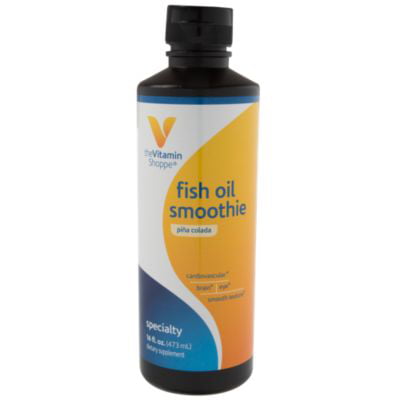 The Vitamin Shoppe Omega 3 Fish Oil Smoothie 900mg, EPA 288mg  DHA 432mg, Purity Assured, Molecularly Distilled to Support Cardiovascular, Joint and Brain Health  Pina Colada (16 Fluid (The Best Pina Colada)