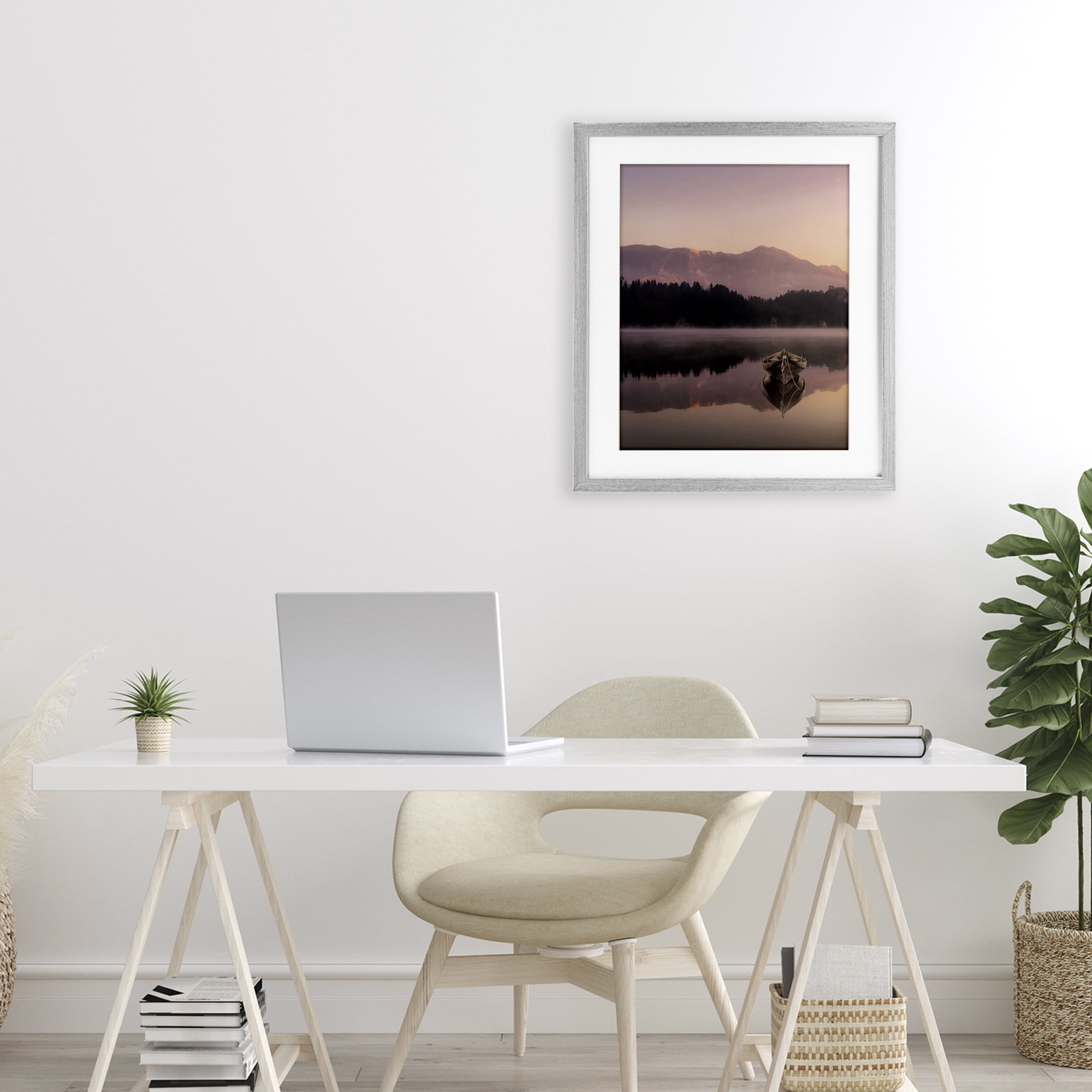 Stupell Industries Tranquil Lake Sunsets Gray Framed Print Under Glass, design by Marcus Prime