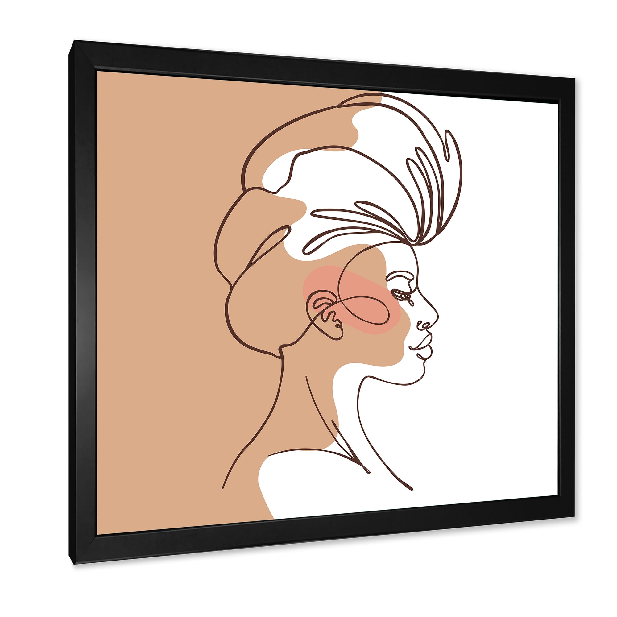 Designart 'One Line Portrait of Afro American Woman II' Modern Framed Art Print