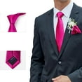 thumbnail image 7 of Hot Pink Mens Ties Classic Satin Necktie & Pocket Square Set with Gift Box Business Wedding Silk Tie, 7 of 7