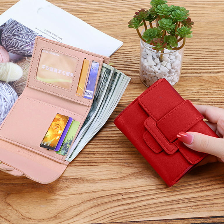 Harmtty Fashion Women Solid Color Trifold Short Wallet Cash Card Holder Coin Purse Bag,Blue, Women's, Size: 11.5