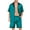 Blue Green, variant on Men Satin Silk Pajamas Set with Pockets Sleepwear Shorts Satin Loungewear 2 Piece Button Down Set