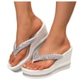 thumbnail image 1 of Dakaela Women's Platform Flip Flop Rhinestones Arch Support Summer Thong Sandals Soft Cushion Slippers, 1 of 8