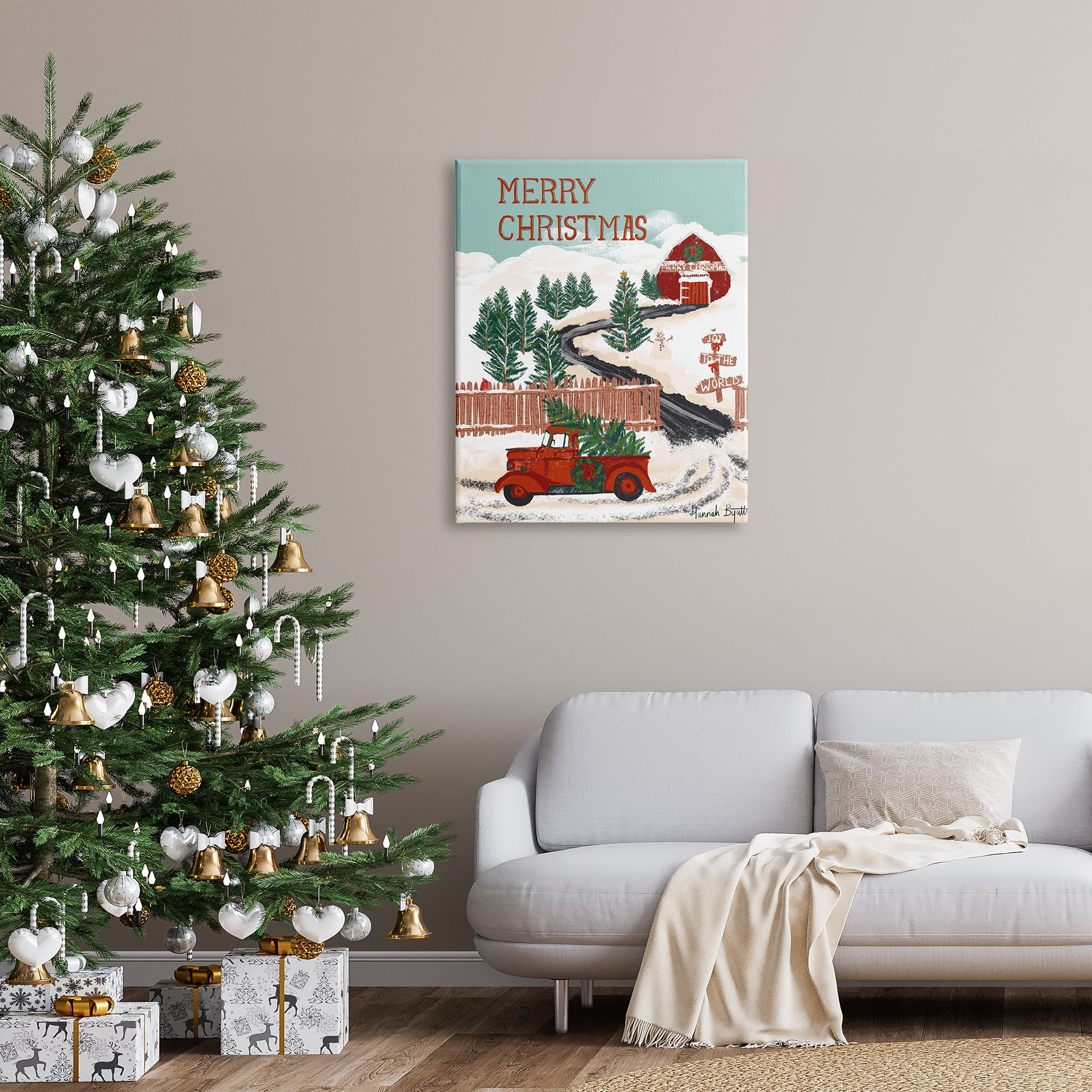 Stupell Industries Rural Christmas Scenery Holiday Painting Gallery Wrapped Canvas Print Wall Art, 30 x 40