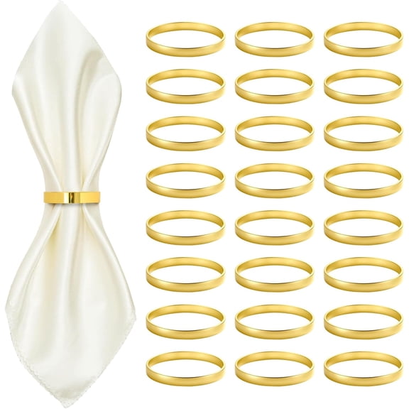 Gold Napkin Rings Bulk 100 Pack, Metal Napkin Rings for Cloth Napkins,1.57" X 1.57" Napkin Ring Holders for Holiday Party, Dinner, Family Gatherings, Table Décor Weddings & Everyday Use (Set of 100)