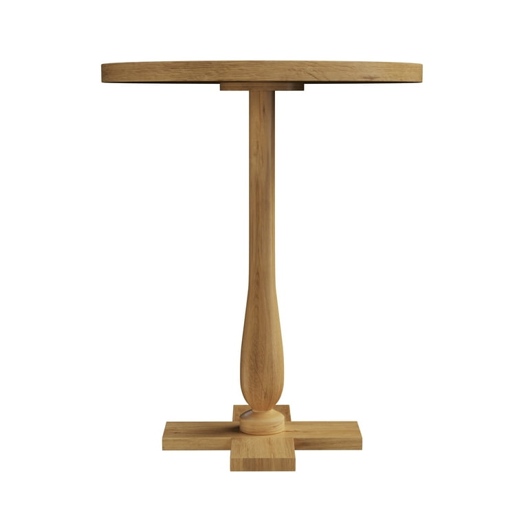 Lavish Home Mango Wood Round Pedestal Side Table Natural with White Distressing Walmart