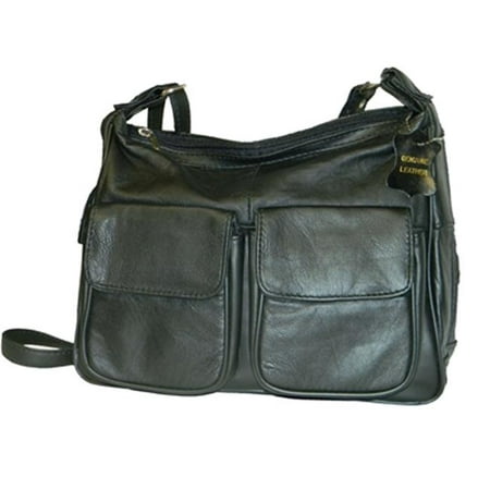Leather In Chicago GD1870-BLK Lambskin Leather Shoulder Bag, Black