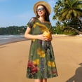 thumbnail image 4 of Vsdgher Robe Colibri pour Femmes Été 2025 Décontractée Midi Maxi Légère à Manches Courtes Col Rond Robe de Plage, 4 of 6