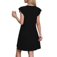 thumbnail image 6 of TEAJOPSUU Women's Casual A-Line Dresses with Pockets Cap Sleeve V Neck Mini Tshirt Dresses Flowy Sundress Black, 6 of 6