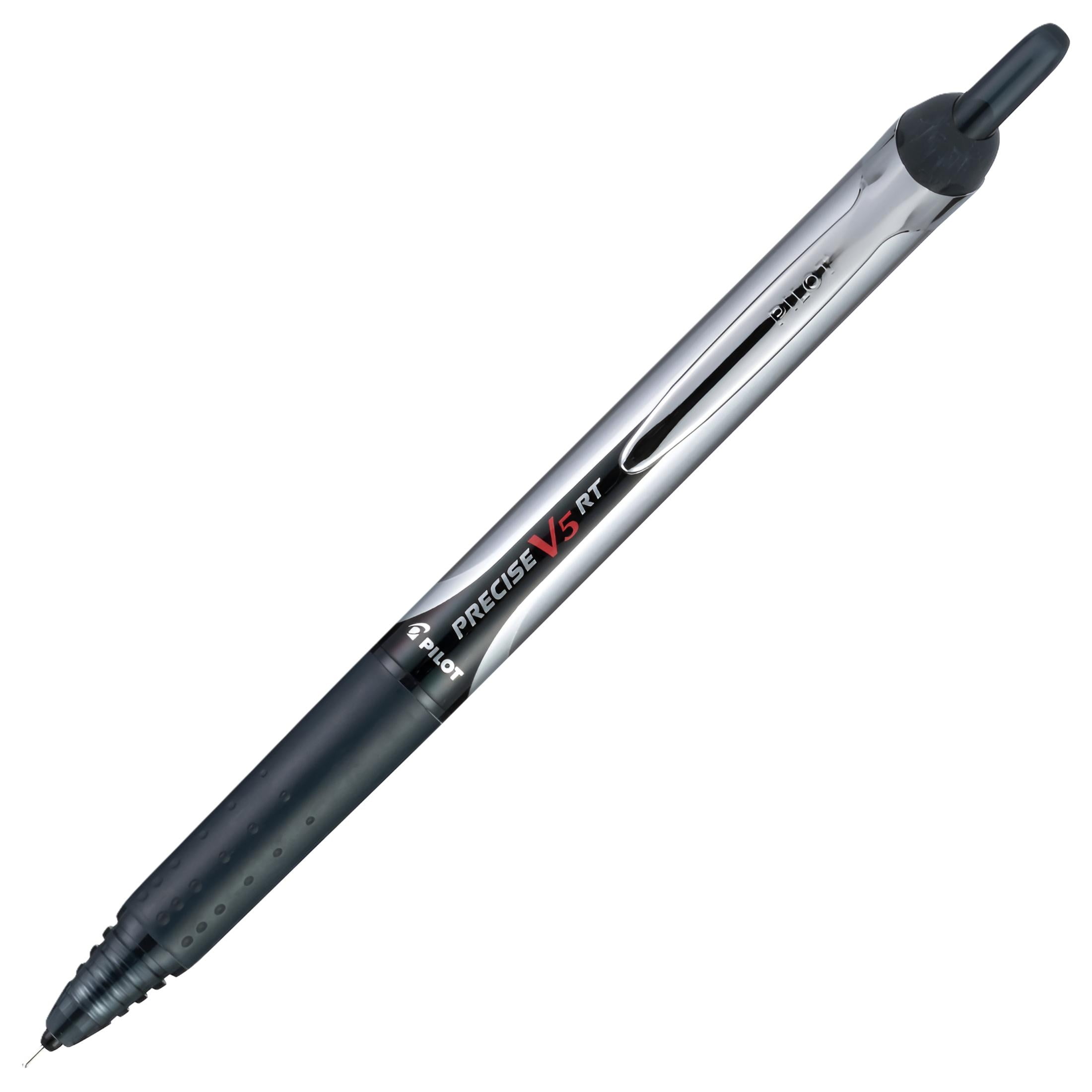 Precise V5RT Roller Ball Pen Retractable, Extra-Fine 0.5 mm, Black Ink, Black Barrel, 30/Pack