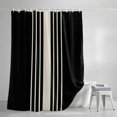 thumbnail image 3 of Shower Curtains for Bathroom, Black Beige Striped Waterproof Fabric Shower Curtain, Modern Farmhouse Retro Lines Decorative Bathroom Curtain for Bathtub, 66"x72", No Hooks Included, 3 of 9