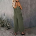 thumbnail image 4 of Henpk Jumpsuits For Women Dressy Plus Size Clearance Summer Womens Jumpsuits And Rompers Women Fashion Solid Color Pockets Loose Long Pants Casual Summer Jumpsuit Moss green M, 4 of 6