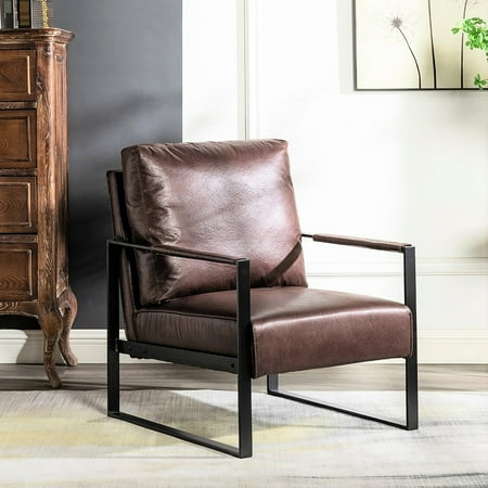 dark brown microfiber chair with product