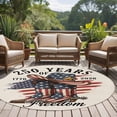 thumbnail image 5 of 250 Years of Freedom Round Living Room Rugs 8 ft, Independence Day Patriotic Boots Hat Retro Washable Large Area Rug with Non-Slip Sturdy Edge Binding Round Carpet for Dining Room Kitchen Office, 5 of 9
