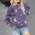 thumbnail image 5 of Odeerbi Infant Boys Girls Crewneck Sweatshirts Halloween Pullover Sweatshirts 1-12 Years Children's Round Neck Long Sleeve Halloween Printed Sweatshirt Dark Purple, 5 of 5