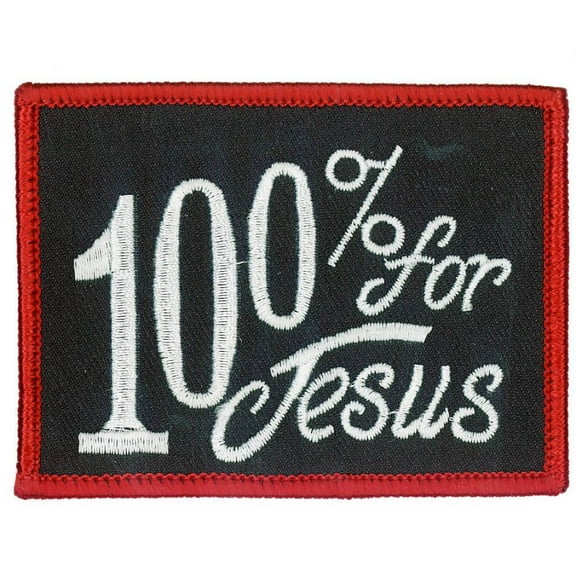 Hot Leathers PPL9078 3 x 2 in. 100 Percent for Jesus Patch - Black & White