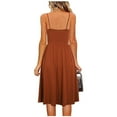 thumbnail image 4 of Ohufall Summer Dresses for Women, Summer Women's Sundress V Neck Floral Spaghetti Strap Summer Casual Swing Dress with Pocket 2023, 4 of 7