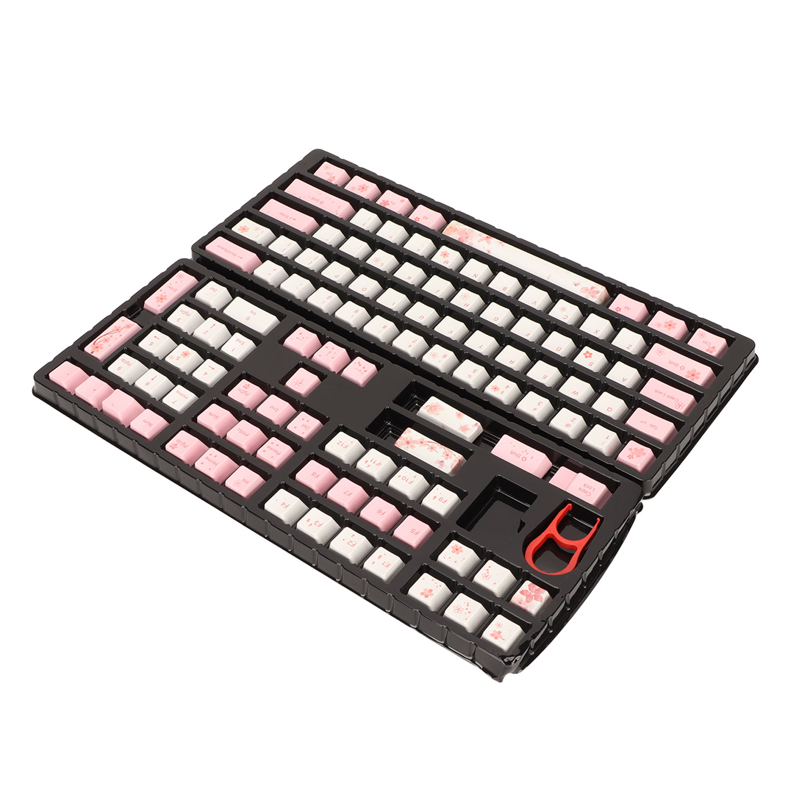 PBT Keycap, PBT Keyboard Keycaps Stepped Key Layout Flower Pattern 113 Keys Dye Sublimation