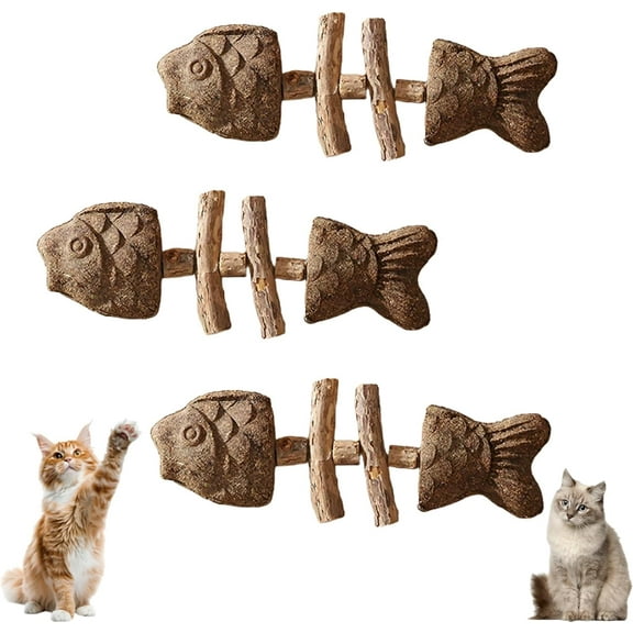 Purrident - Fix Your Cat’s Dental Health, Natural Fishbone Catnip & Silvervine Chew Toy, Interactive Kitten Chew Playthings, Pets Cat Chew Stick Toys, for Cats Teeth Cleaning (3pcs-a)（A）