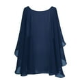 thumbnail image 5 of YONGHS Woman Chiffon Bridal Wrap Wedding Shawl Cape Jacket Bolero Shrug for Formal Ocaasions Dresses Navy Blue One Size, 5 of 7