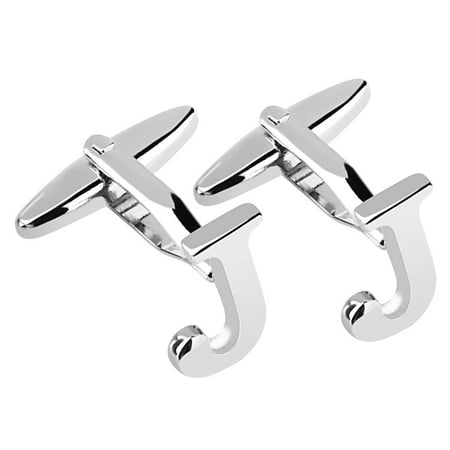 Circular Mens Cufflinks Men's Initial J Alphabet Letter Silver Copper Cufflinks Fathers Day Wedding Birthday Party Cuff Links ()