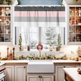 thumbnail image 2 of Black Grey Pink Striped Curtain Valance for Windows/Living Room/Kitchen/Bathroom/Café, Short Rod Pocket Tier Curtain Window Treatment Panel Geometric Horizontal Simple Lines Topper Curtain 60''x18'', 2 of 6