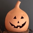 thumbnail image 4 of Kalalou Terracotta Halloween Jack-O-Lanterns Pumpkins, Orange - Set of 2, 4 of 5